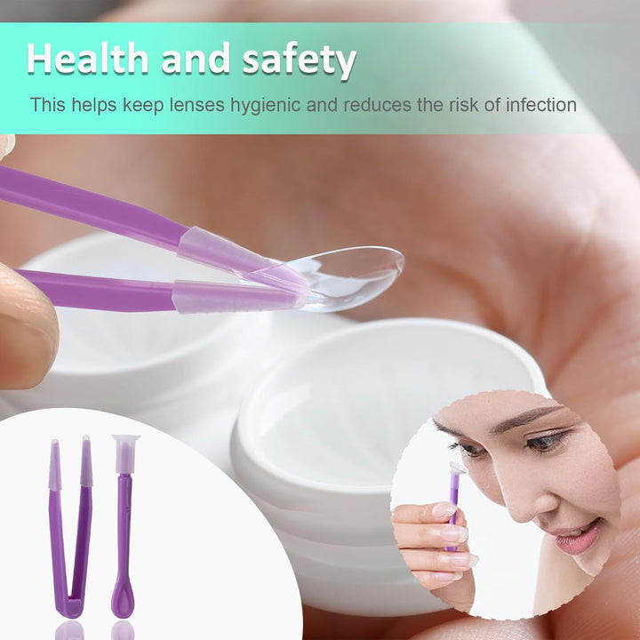 Contact Lenses Applicator, 8Pcs Contact Lens Remover Tools Portable Plastic Contact Lens Tweezers Contact Lens Suction Stick Handler with Storage Case for Outgoing Travelling
