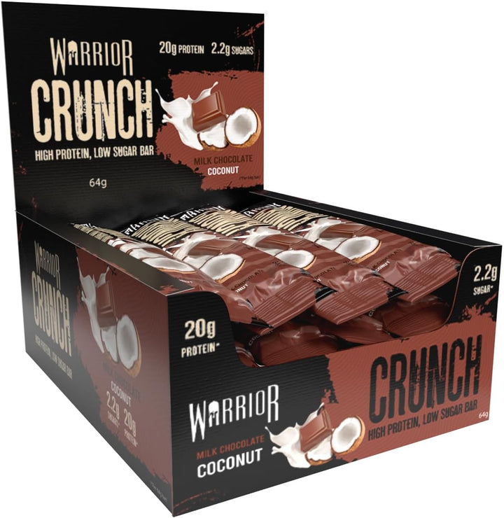 Crunch - High Protein Bars - 20G Protein Each Bar - Low Carb, Low Sugar Snack - 12 Pack X 64G (White Chocolate)