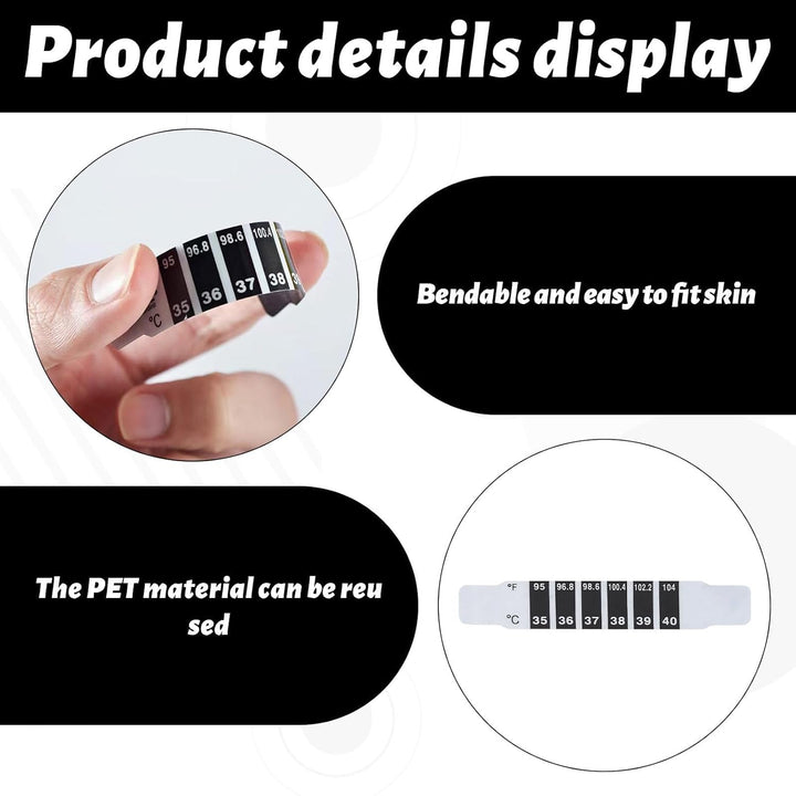20 PCS Forehead Thermometer Strip Reusable Forehead Thermometers,Stick on Thermometer Strip Monitoring Fever Check,Suitable for People of All Ages Including Babies and Elderly
