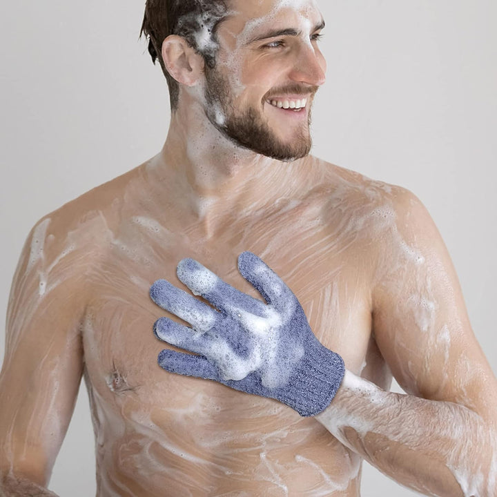 Exfoliating Wash Gloves, Shower Scrub Gloves/Loofah, Natural Fibre Bath Gloves for Spa, Massage, Body Scrub Exfoliator, Dead Skin Remover with Hanging Loop(Heavy)