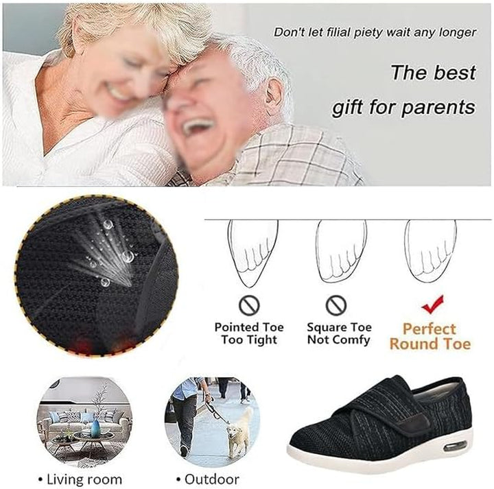 Mens Summer Hollow Mesh Breathable Orthopaedic Adjustable Diabetic Edema Shoes, Comfy Extra Wide Fit Surgery Arthritis Edema Recovery Shoe