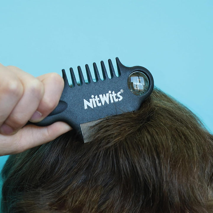 Head Lice & Egg Comb Twin Pack, 3-In-1 Lice Comb, Detangles, Removes Lice & Eggs and Includes 5X Magnifying Glass