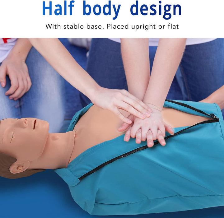 Adult CPR Training Manikin, Professional Adult Cardiopulmonary Resuscitation Training Mannequins First AID Training Manikins, Rubber Half Body Artificial Respiration Adult Dummy for Teaching Training