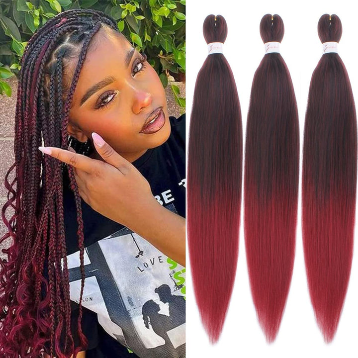 3 Packs Pre Stretched Braiding Hair Extension Yaki Texture EZ Braids Hair for Coi Leray Braids Black Braiding Crochet Hair Extensions /30 Inch 1B#