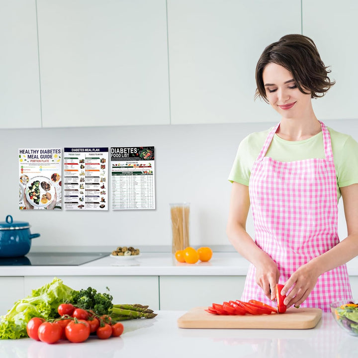Diabetic Food List Cheat Sheet, 6 Sheet Diabetic Food Chart for Nutrition That Supports Blood Sugar Control and Diabetes Management, Laminated Kitchen Reference Guide with 100+ Meal Ideas