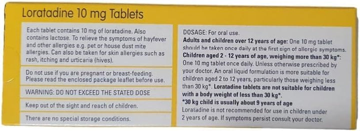 6 Months Supply Loratadine Hayfever & Allergy Relief 10Mg Tablets (30X6) GSL