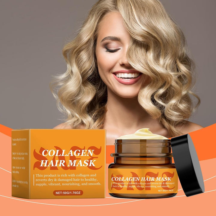 Collagen Hair Mask, Deeply Nourishes Hair and Scalp, Combats Frizz, and Is a Moisturizing Conditioner for All Hair Types. Formulated with Keratin and Natural Oils.