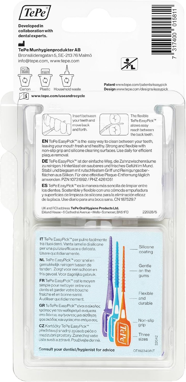 Easypick Toothpicks, Orange, ISO XS-S, 36Pcs, Plaque Remover, Efficient Clean between Teeth, Durable Dental Picks for Narrow Gaps, Travel Case Included