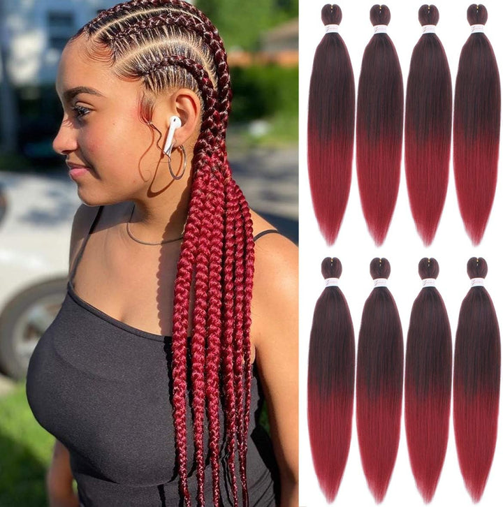 3 Packs Pre Stretched Braiding Hair Extension Yaki Texture EZ Braids Hair for Coi Leray Braids Black Braiding Crochet Hair Extensions /30 Inch 1B#