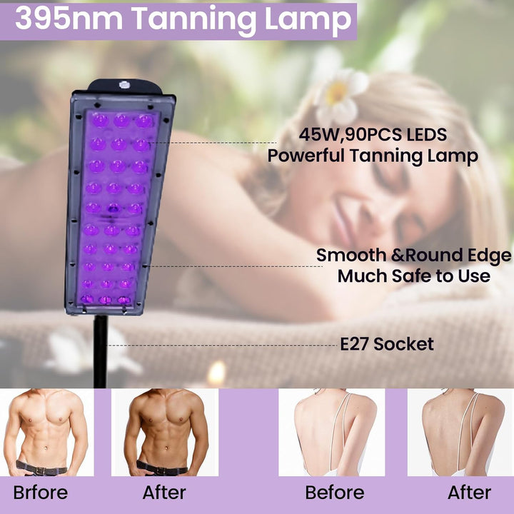 54W Face Tanning Lamp, 180° Rotation Sun Lamp, Tanning Lamp Solarium for Home, with Adjustable Height Tripod (38.5"-78.7"), Eye Mask, for Home Beauty Salon Face and Body All Skin Tones (B)