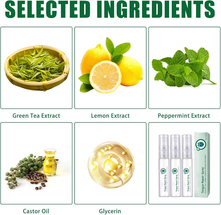 3PCS Dry Mouth Spray,Tongue Moisturizing Spray,Instant Dry Mouth Relief,Tongue Repair Spray,Fissured Tongue Relief Spray,Fresh Breath Spray,Remove Odor,Natural Ingredients,Alcohol Free(30Ml)