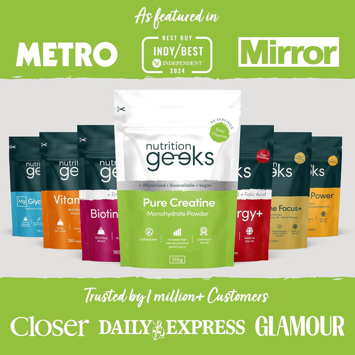 Pure Creatine Monohydrate Powder - 315G (90 Servings) - Easy Dissolve Creatine Powder, Unflavoured & Micronised (Not Creatine Gummies or Creatine Tablets), Vegan Creatine for Women and Men