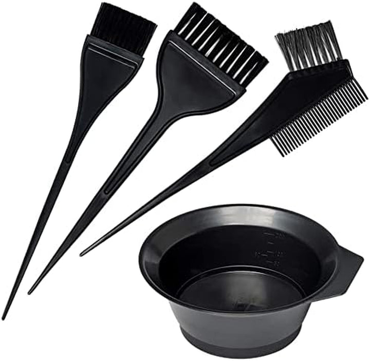 Hair Dye Set Colouring Tint Tool Brush Kit and Bleach Mixing Bowl Set Double-Sided Colouring Comb and Bowl Set Kit Diy Salon Professional Hairdressing & Highlighting Kit for Men Women & Girls (4 PCS)