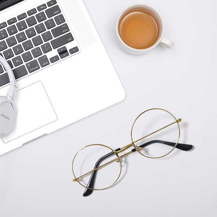 round Glasses, Retro Eyeglasses Vintage Metal Frame Clear Lens Glasses for Men Women Unisex Cosplay Accessories Y7FGYXYJ