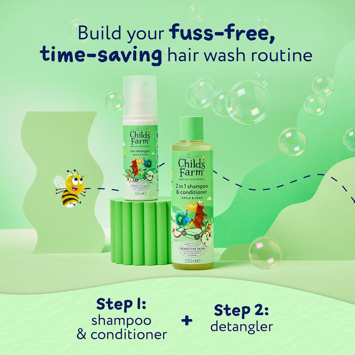 3 in 1 Hair Detangler Spray, Heat Styling Protector, Apple and Pear Fragrance, Children, Kids, 100Ml