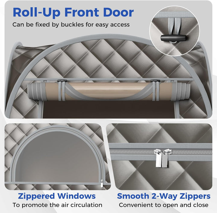 Portable Sauna Steam for Home, Folding Full Body Sauna Tent Steam Room with 3L Steamer Generator, Remote Control & Chair, Pop-Up Personal Home Sauna Pod Box for Therapy Detox Slimming (Grey)