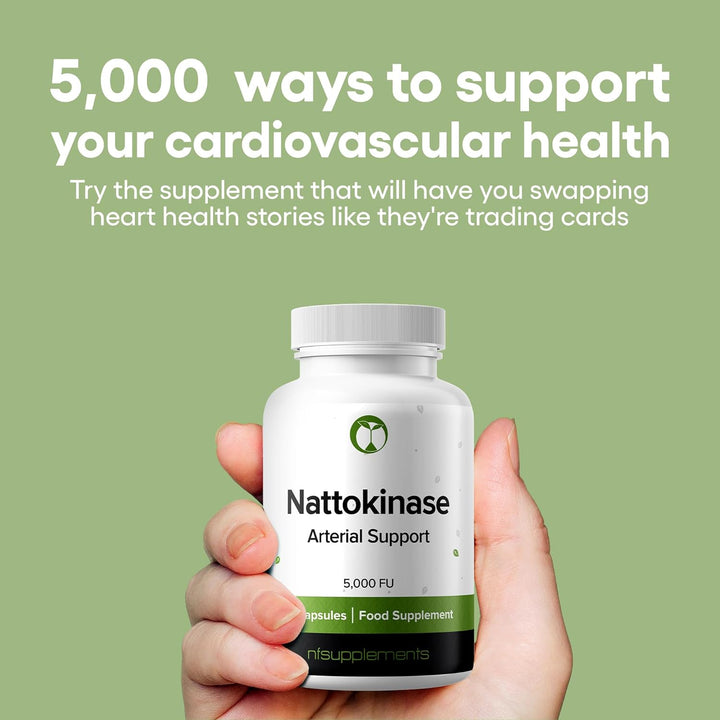Nattokinase 5000FU Arterial Support with Oregano Extract 125Mg & Motherwort 125Mg 30 Capsules Made in the UK (30)