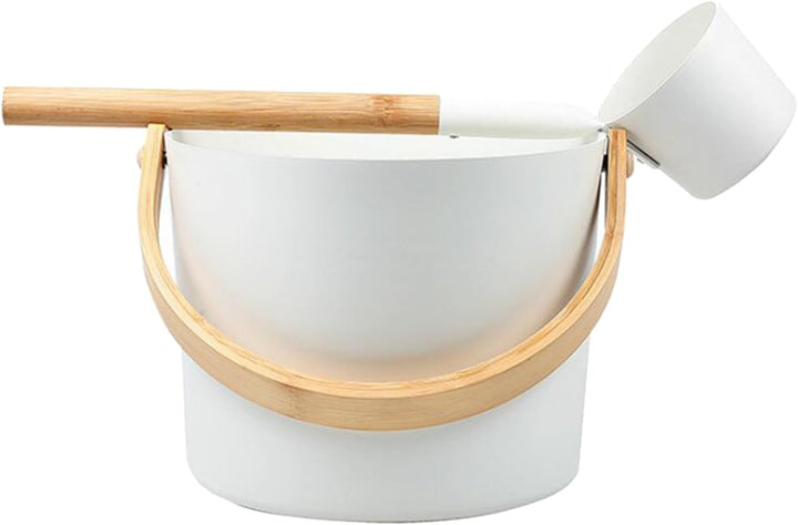Sauna Aluminum Bucket for Ultimate Relaxation for Sauna Experience Health Wellness Bucket with Long Handle Spoon