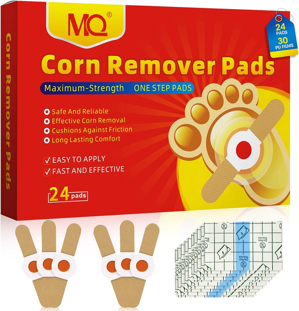 Corn Remover Pads, 24 Pcs Corn Plasters for Feet, Wart Remover, Foot Corn Remover Patch, Corn Removal Pads Ideal for Relief Corn Pain and Foot Care, Corn Cushions for Feet, Hand, Toe