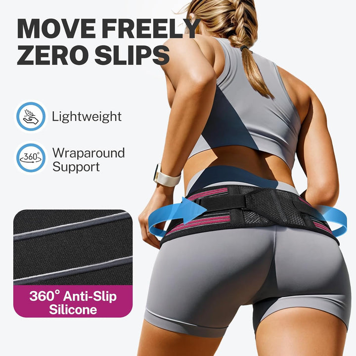 Sacroiliac Support Belt with X-Shape Enhancing Compression，360°Anti-Slip Lower Back Support for Women for Pelvic, Leg, Hip, SI Joints, Sciatic Pain Relief