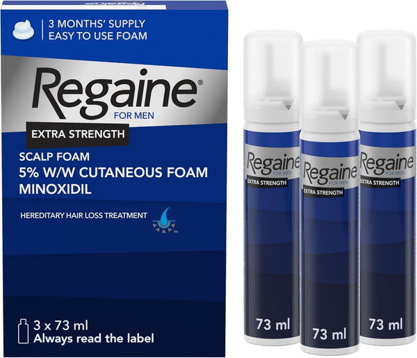 for Men Extra Strength Foam - Scientifically Proven to Help Stop Hereditary Hair Loss - Minoxidil Foam for Hair Regrowth - (3 X 73Ml), Packaging May Vary
