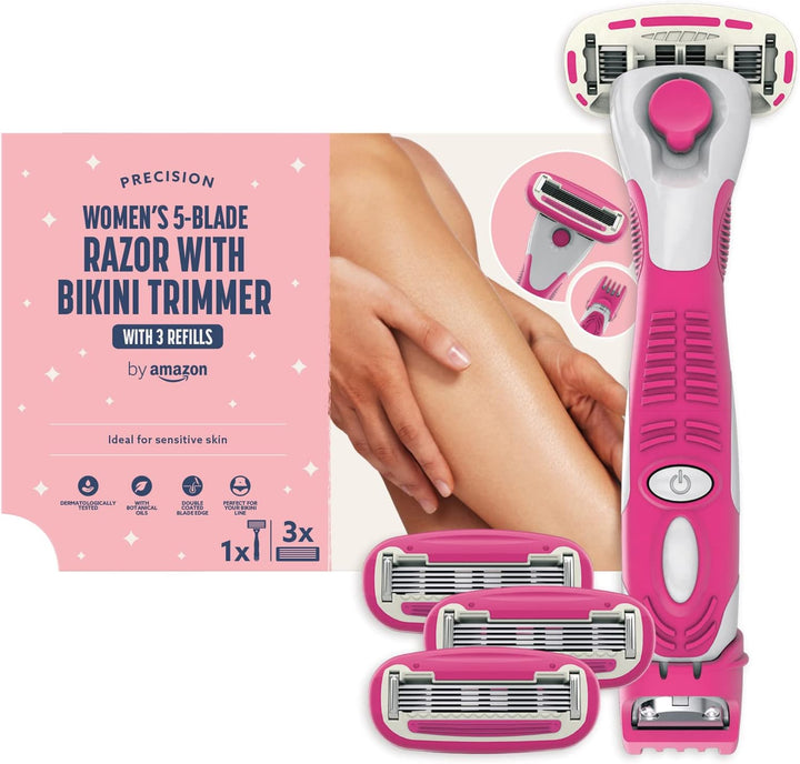 Women'S 5 Blade Razor with Multi Axis Pivot Handle + 3 Refills
