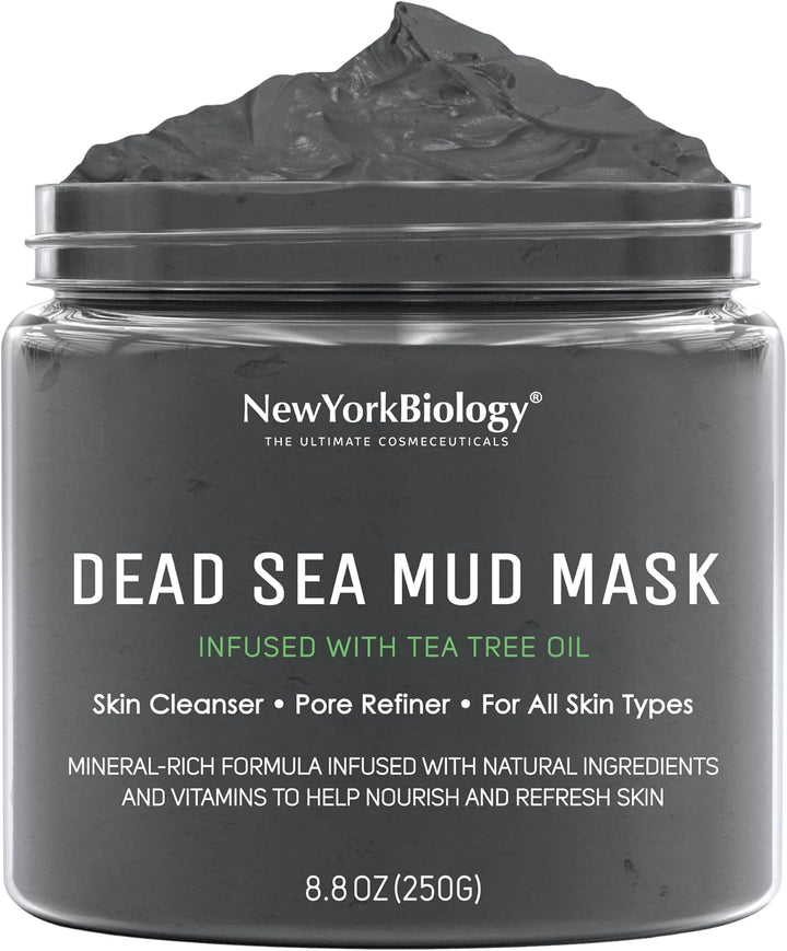 New York Biology Dead Sea Mud Mask for Face and Body with Stem Cell and Collagen - Spa Quality Pore Reducer for Acne, Blackheads and Oily Skin, Natural Skincare for Women, Men - Tightens Skin - 113 G