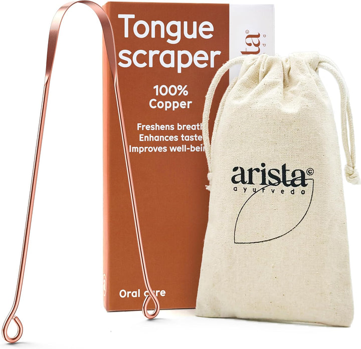 Arista Tongue Scraper 1 Pack, Tongue Cleaner for Adults, Copper Tongue Scraper, Bad Breath Treatment for Adults, Ayurveda Products, Oral Care Product