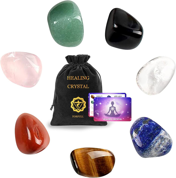 Healing Crystal for Beginners 7 Chakra Crystal Set,23 Pcs Healing Crystal Wiccan Reiki Gift,3 Types of Gemstones,Natural Gemstones,Raw Stones,Crystal Gravel with Instruction