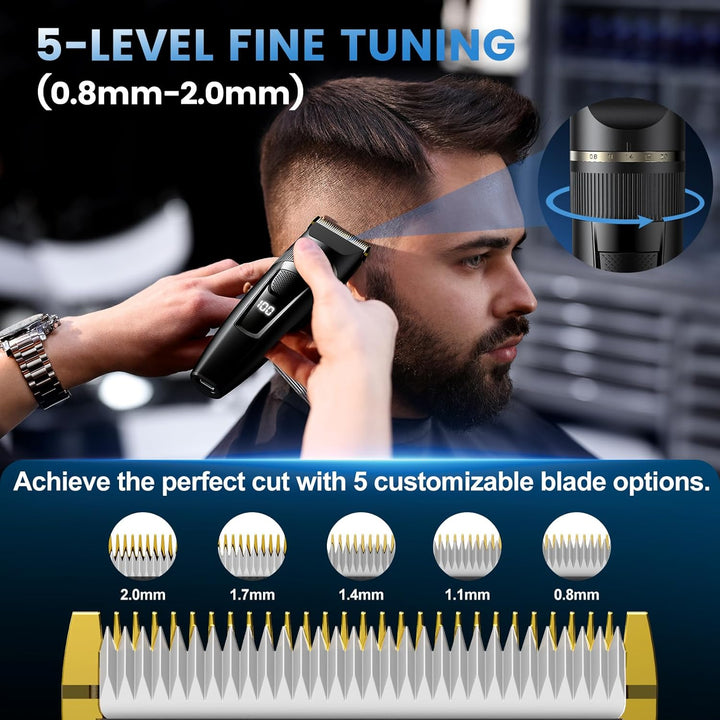 Hair Clippers Men,Professional Hair Trimmer Shaver with LCD Display,Cordless Beard Trimmer Barber Clippers with Ceramic Titanium Blade & Long-Lasting Battery for Men'S Haircuts