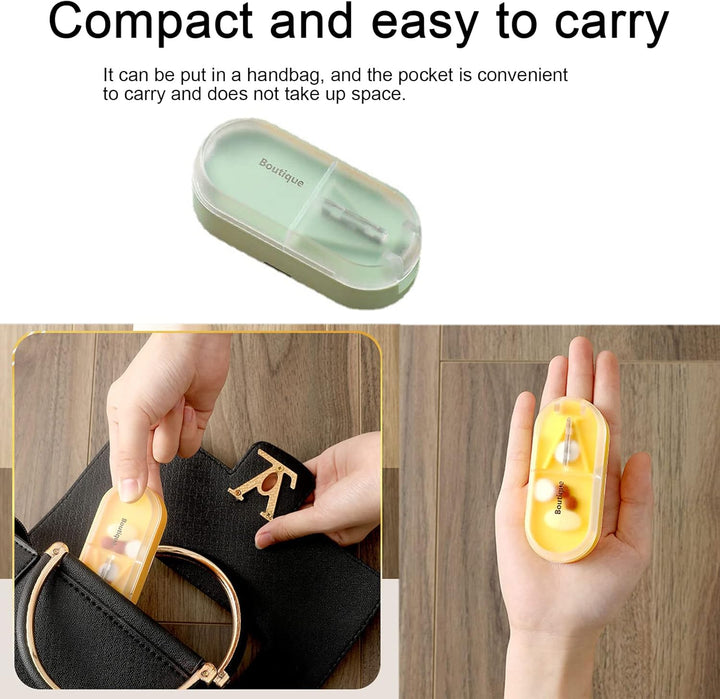 Pill Cutter, Pill Tablet Cutter for Small or Large Pills, Portable Pill Dispenser, Travel Pill Case, Portable Tablet Cutter with Blade and Storage Compartment-Green