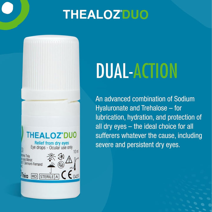Thealoz Duo Eye Drops | Preservative-Free | Rapid Relief for Dry, Tired, Sore Eyes | Contact Lens Friendly | 2 Pack |10Ml (600 Drops)