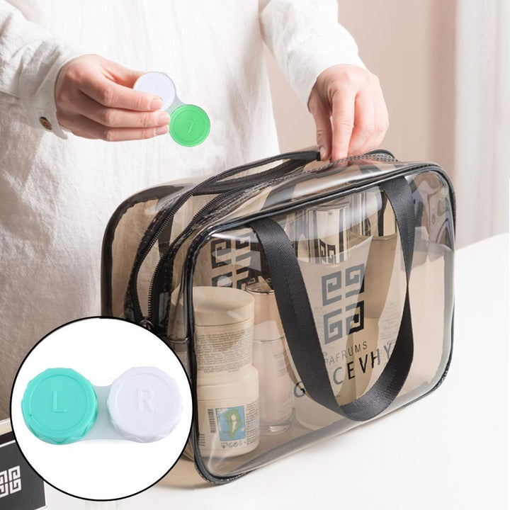 25 Pack Contact Lens Cases Portable Contact Lens Container Contact Lens Soaking Storage Case with L and R Caps, 5 Colors
