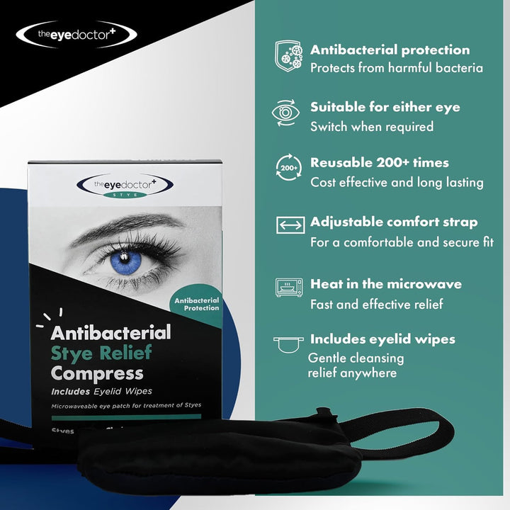 Stye Relief Compress Featuring Sterileyes - Microwaveable Single Eye Patch - Treatment of Styes, Chalazion & Cyst - Moist Heat Mask for Dry Eyes, Blepharitis & MGD
