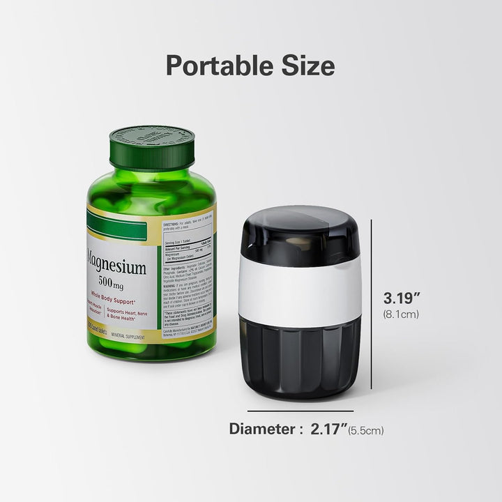 3-In-1 Pill Crusher for Tablets, Tablet Crusher Fine Powder with Stainless Steel Grinding Head, Pill Grinder with Storage Compartment for Tablets, Pill Crushers Splitters for Small and Tiny Pills