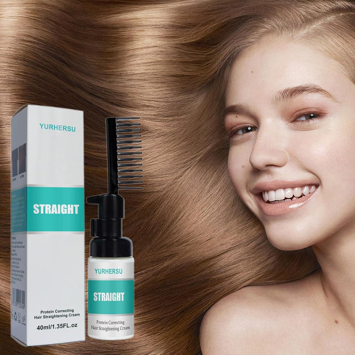 Hair Straightening Cream | 1.35Fl.Oz Hair Straightener Cream | Straightening Hair Cream with Comb | Professional Smoothing Softening Hair Perm Kit | Silk & Gloss Hair Repair Damaged Hair Curly Hair