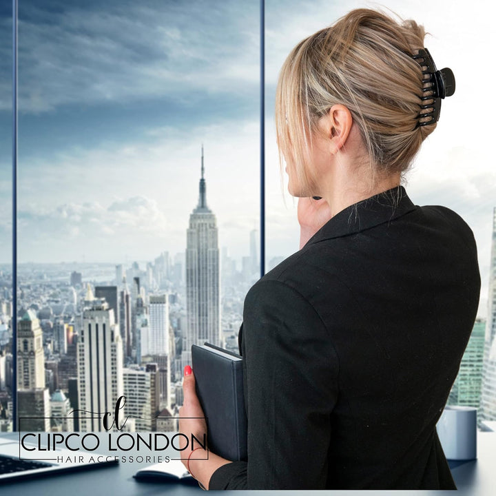 9Cm Hair Clips Women Girls Hair Claw Clips Non-Slip Grip Strong Hold Brown/Black Hair Clips for Fine Hair Shiny Sectioning Styling Clips 2PCS Claws Set