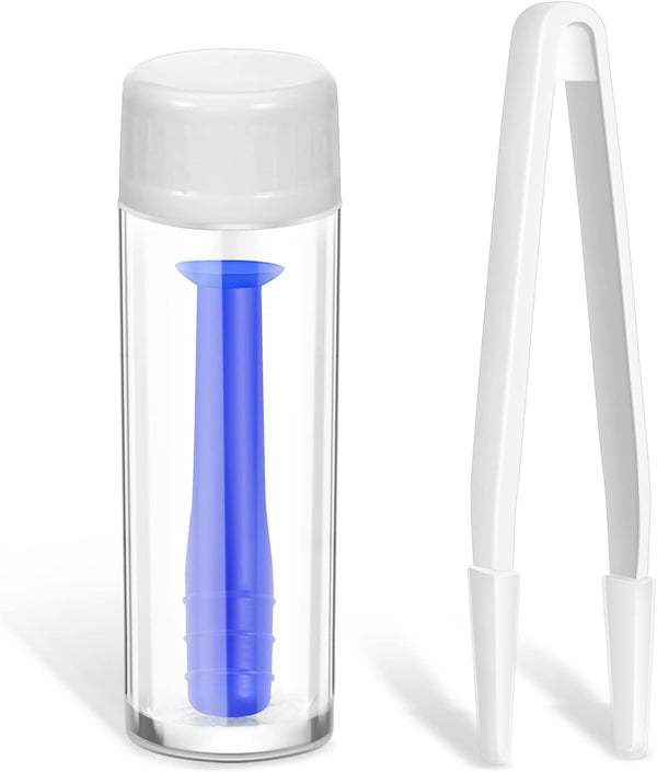 Contact Lens Remover Tool Contact Applicator Scleral Lens Remover Inserter Soft Suction Holder with Ventless Bottles and White Tweezers