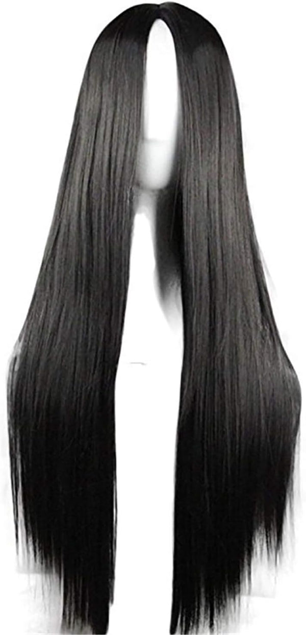 29.5 Inches 75Cm Ladies Long Straight Wig Black Heat Resistant Synthetic Wigs for Fun,Party & Night Out Cosplay Halloween Costume Wig