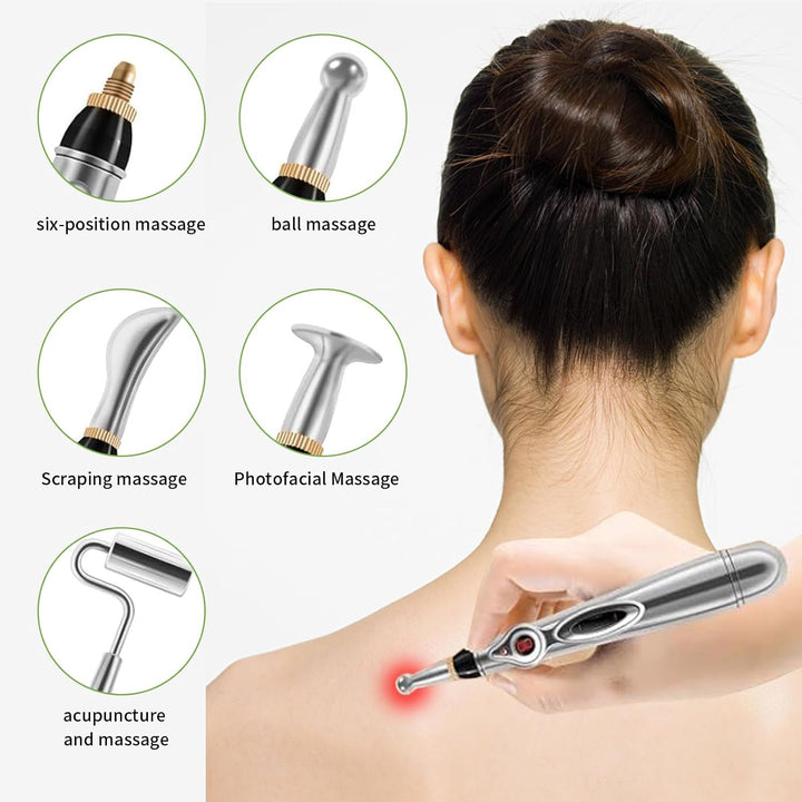 Acupuncture Pen, Electronic Acupuncture Pen, 5 in 1 Electronic Massage Pen, Acupuncture Machine Meridian Pen for Muscle Healing, Pain Relief (Battery Not Included)