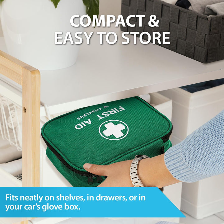 240 Piece Premium First Aid Kit Bag - Includes Eyecare, 2 X Cold (Ice) Packs and Emergency Blanket for Home, Office, Car, Caravan, Workplace, Travel and Sports