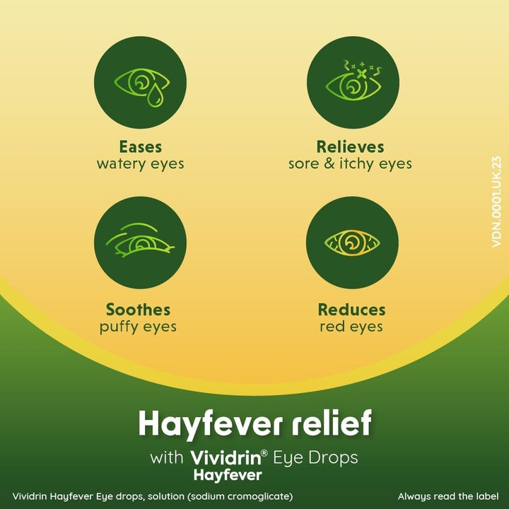 Hayfever Eye Drops, 10Ml, Contains Sodium Cromoglicate for Hayfever Relief, Allergy Eye Drops for Itchy Eyes, Watery, Red, Sore and Puffy Eyes, for Adults and Kids