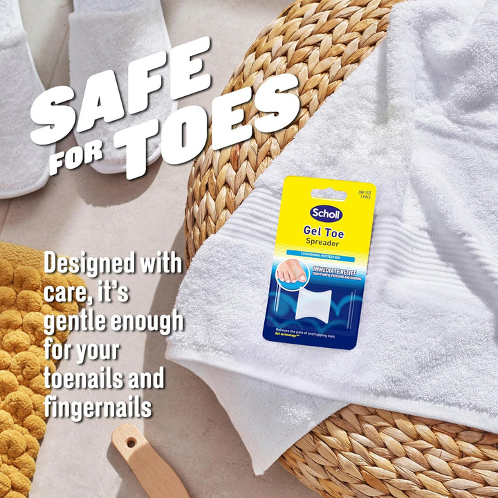 Scholl Gel Big Toe Spreader - Toe Separator Spacer for Overlapping Toes, Immediate Pain Relief from Rubbing and Pressure of Overlapping Toes, Toe Protectors, Straighteners for Bent Toes