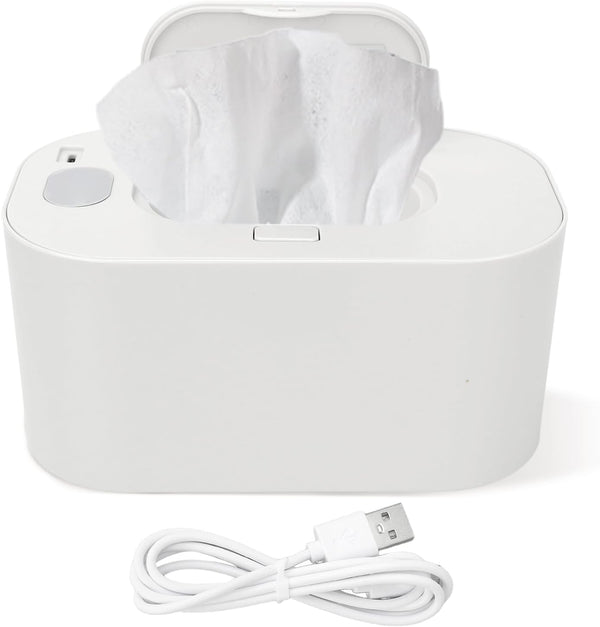 Portable Wet Wipes Heater, Thermostat Large Capacity Baby Wet Wipes Dispenser Household Wet Wipe Diaper Wamer for Car Home Baby Nursery (White)