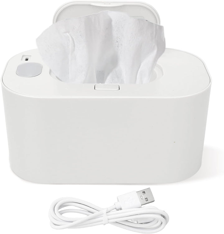 Portable Wet Wipes Heater, Thermostat Large Capacity Baby Wet Wipes Dispenser Household Wet Wipe Diaper Wamer for Car Home Baby Nursery (White)