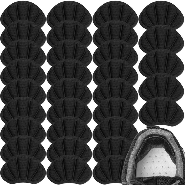 Heel Cushion Pads, 8 Pcs Mesh Self-Adhesive Heel Cushion Inserts for Back of Heel, Heel Grips Pads Prevent Shoes Too Big for Women Men, Black