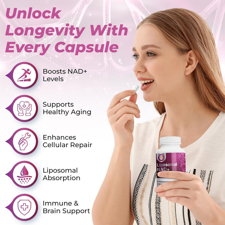 Pure NAD + Trans-Resveratrol + TMG | 2000Mg | 3-In-1 Advanced Formula | NAD Resveratrol TMG Supplement | Boost NAD+ | Immune & Energy Support, Skin & Overall Health | 60 Capsules