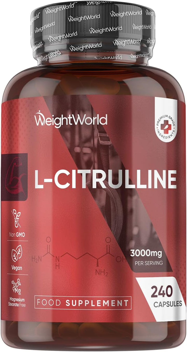 L Citrulline 3000Mg - 240 Capsules - 2 Months Supply - Vegan-Friendly & Gluten-Free L Citrulline Powder Capsules - Non-Gmo & Magnesium Stearate-Free Supplement
