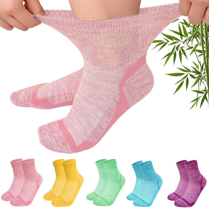 Bamboo Diabetic Socks for Women: Extra Wide Top Ankle Socks for Men - Non Elastic Gentle Loose Seamless for Swollen Feet Size 6-11 5 Pairs