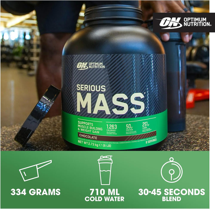 Serious Mass Protein Powder High Calorie Mass Gainer with Vitamins, Creatine and Glutamine, Strawberry, 8 Servings, 2.73 Kg, Packaging May Vary